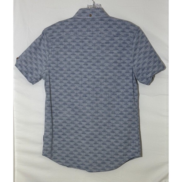 Ben Sherman Short Sleeve Button Down Shirt Blue Pattern Cotton Stretch Size S - Picture 2 of 5